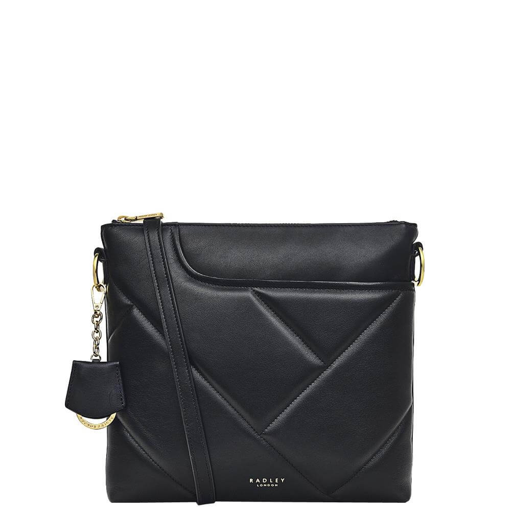 Radley London Pockets 2.0 Black Quilt Medium Zip Top Crossbody Bag